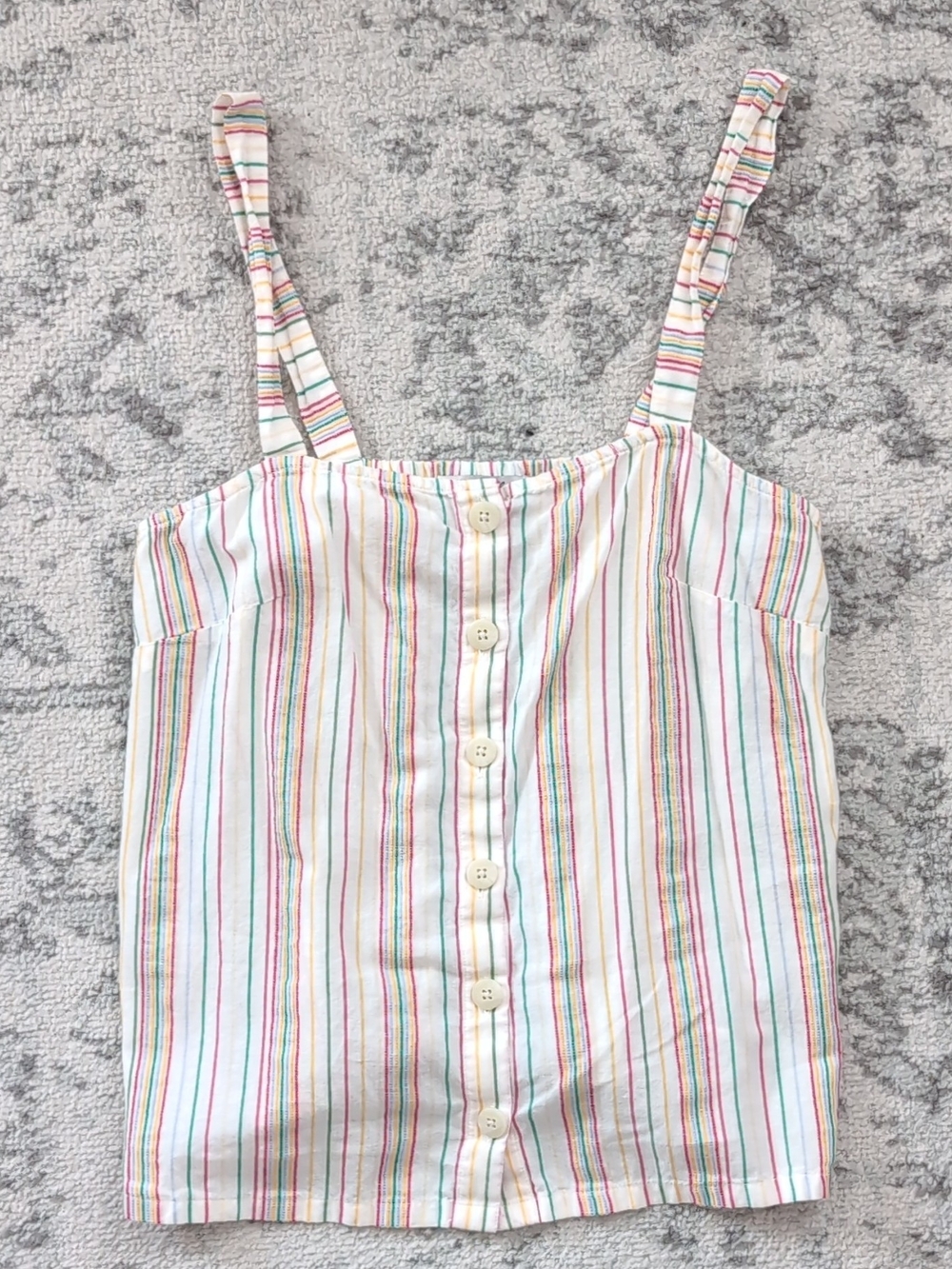 Madewell White Multi-Stripe Button Tank